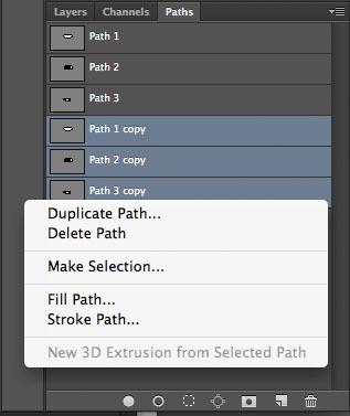 Photoshop CC multiple path selection