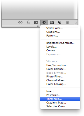 Choose Threshold from the Adjustment layer drop down list.