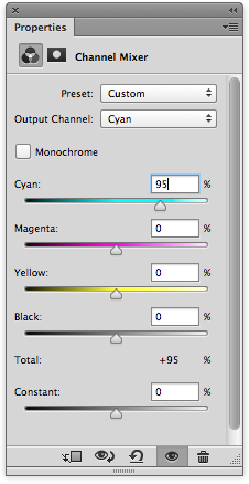 Choose Channel Mixer from the Adjustment layer drop down list.