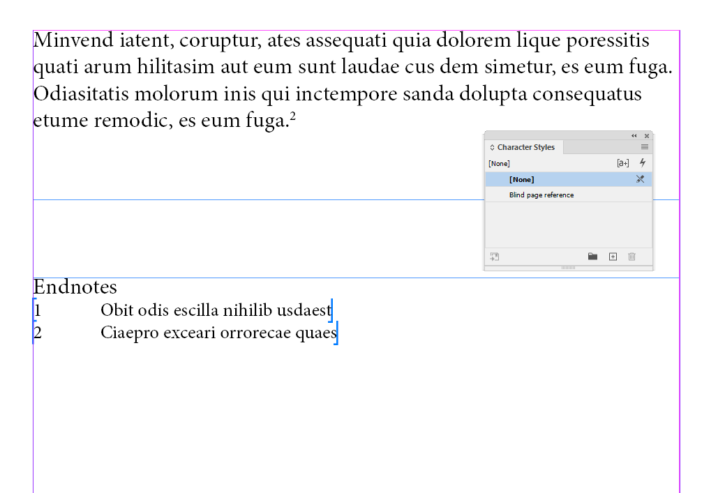 Set up blind endnotes