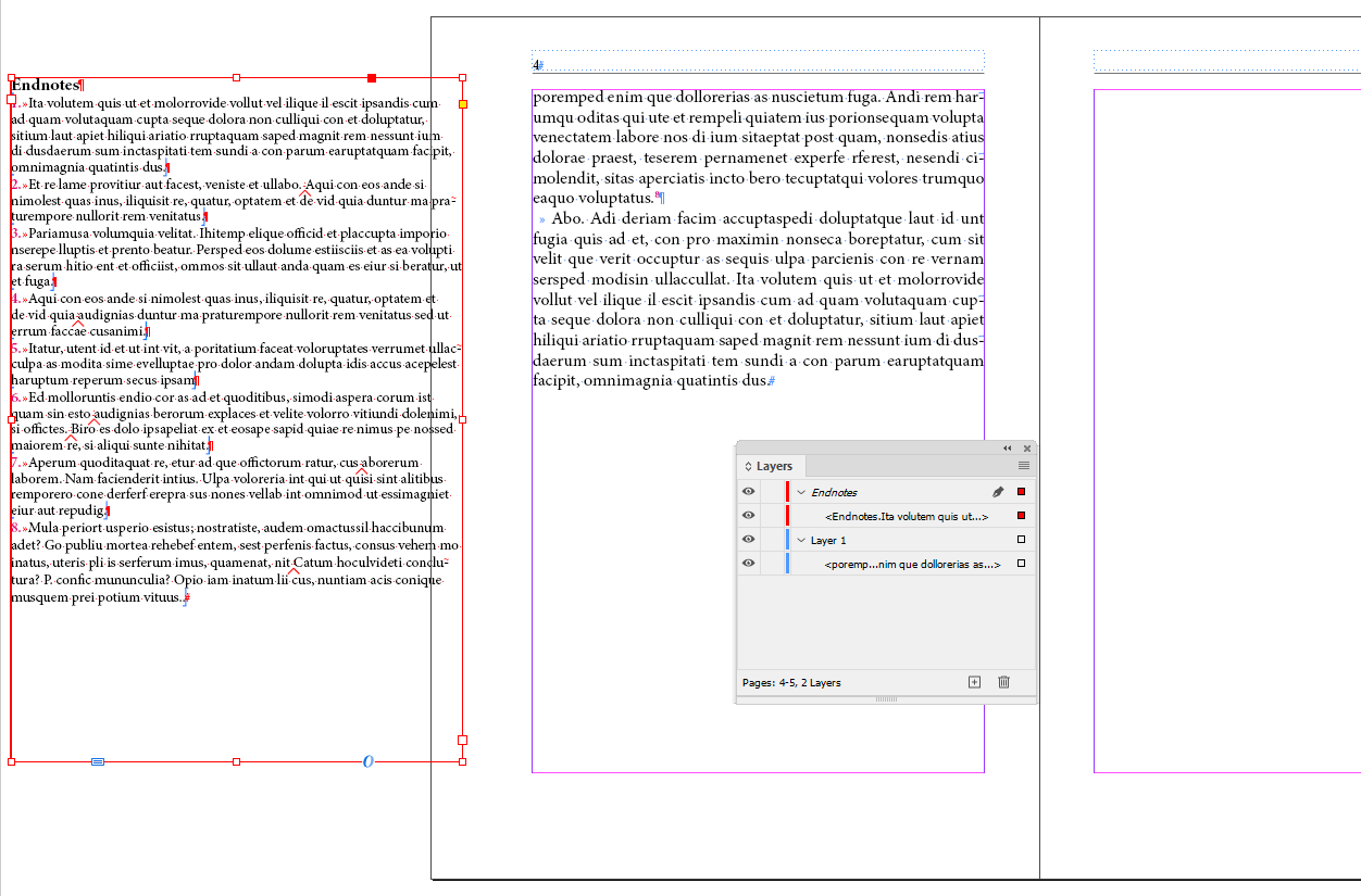 Endnotes after moving them