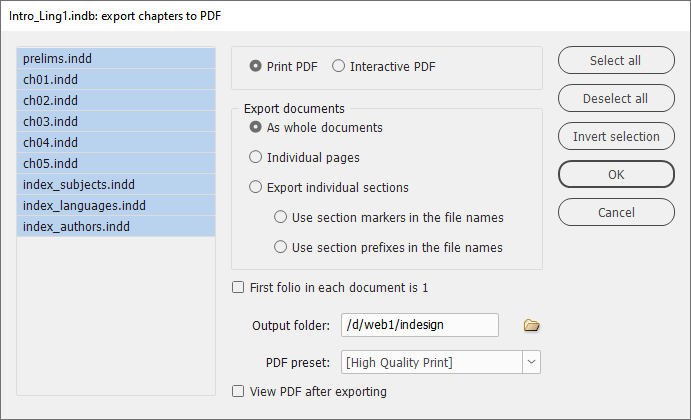 Export individual PDFs