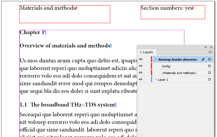 Running headers: set-up first page