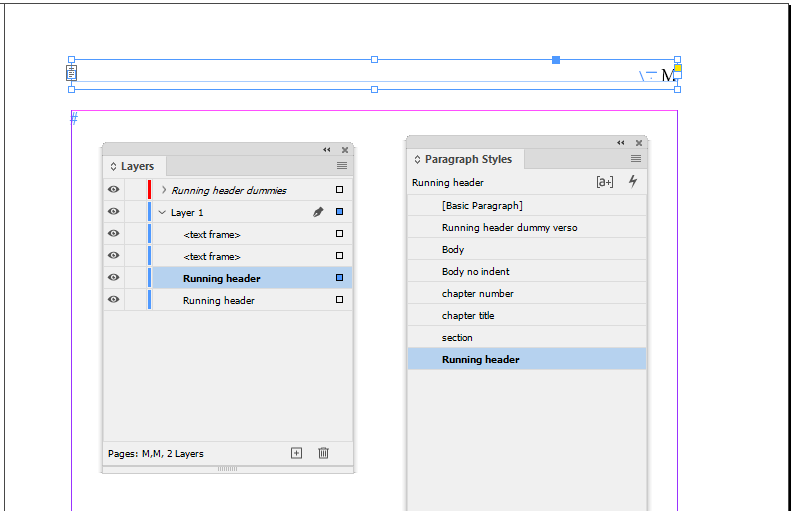 Running headers: set-up first page