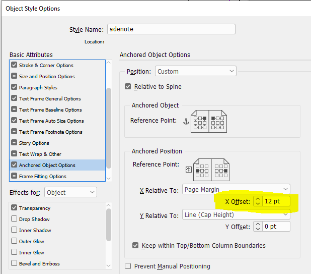 Dynamic sidenotes: object-style panel