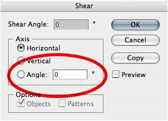 Illustrator Shear dialog box