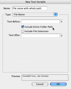 Note that you can add the full file path when making a text variable.