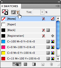 InDesign Swatches menu