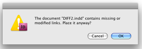 missing or modified links dialog box