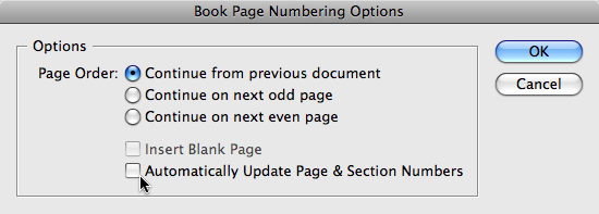 Book Page Numbering Options