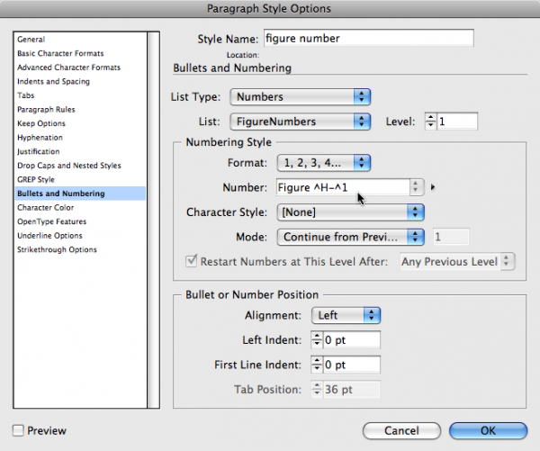 Figure Numbering in InDesign (and crossreferences to them