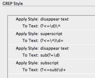 superscript indesign