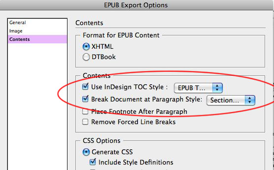 EPUB Export - Contents