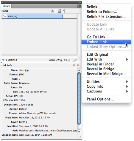 embed link in indesign