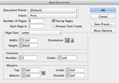 new indesign document