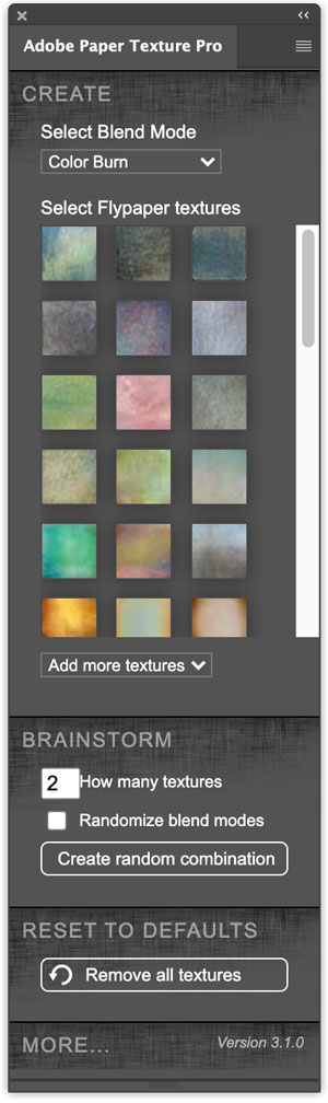 Russell Brown's Adobe Paper Texture-Pro panel in Photoshop 2023