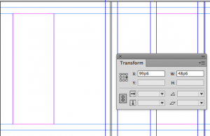 The Transform Again command remembers the command to Flip Horizontal and the guides are now on the other side of the master spread