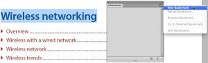 Use the Bookmarks panel menu (or the icon at the bottom of the panel) to create a new bookmark.