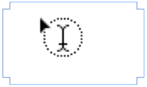 The curves around the cursor indicate that the frame is about to be converted into a Text frame.