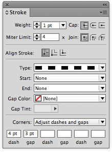 adjusting gaps and dashes