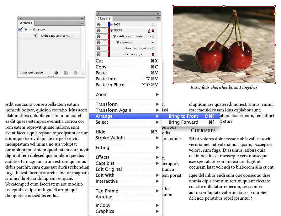 Changing the stacking order of objects in an anchored group in an EPUB