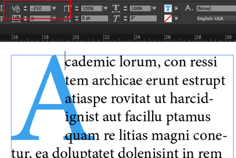 Adjust the Space Between a Drop Cap and the Next Letter with