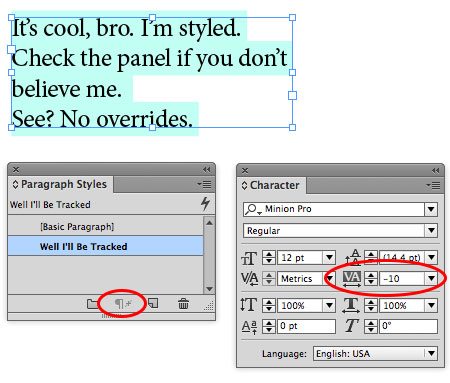 tracking applied via paragraph style