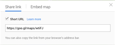Google Map short link