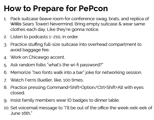 How to Prepare for PePCon list