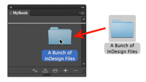 adding files to an InDesign book via drag and drop