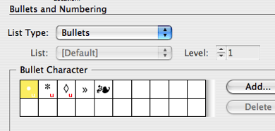 indesign bullets