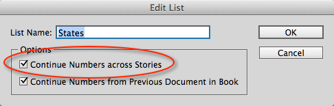 Set the option to continue numbered lists across stories.