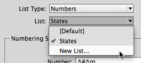 The New List command in the Edit List dialog box.