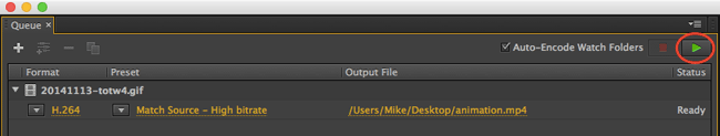 Media encoder queue for exporting GIF as H.264