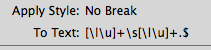 A GREP style set to apply the No Break character style