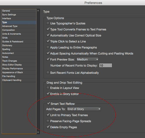 auto text reflow indesign