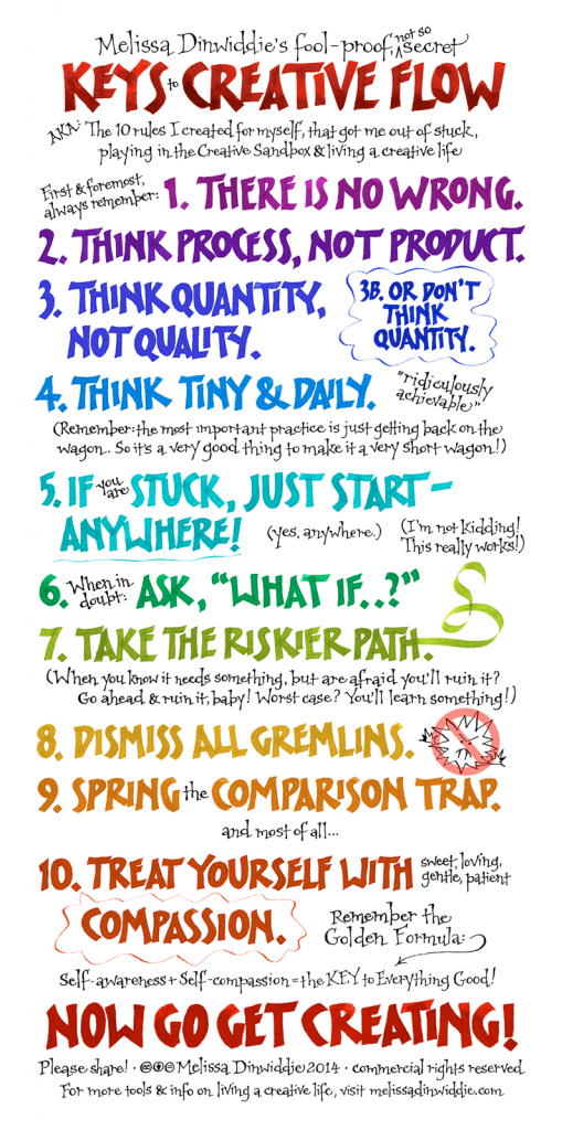 Melissa Dinwiddie's fool-proof Keys to Creative Flow (aka 10 Rules for the Creative Sandbox)