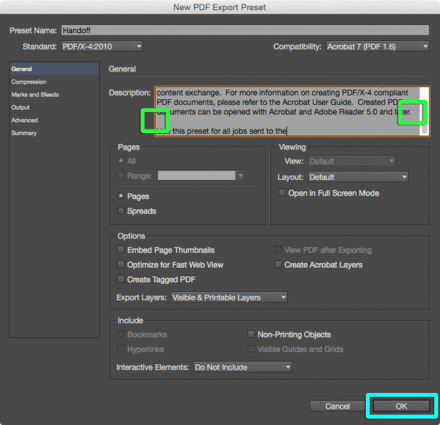 How the Return and Enter keys have different functions for text entry in an InDesign dialog box