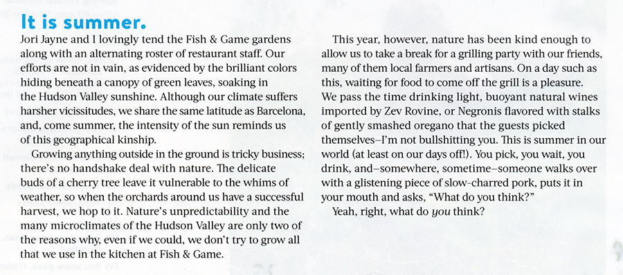 Text with first sentence lead-in in larger size, different font, and a light blue color.