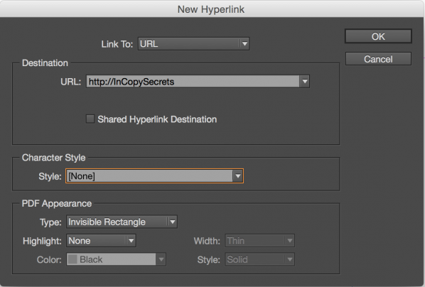 Adding Hyperlinks in InCopy