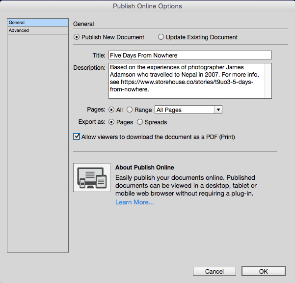PublishOnlineOptions
