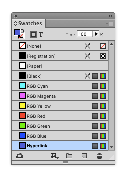 InDesign swatches panel hyperlink