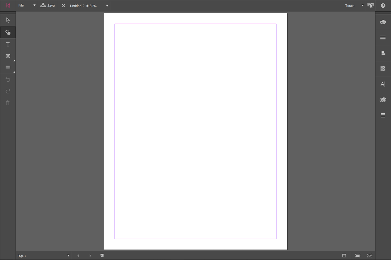 InDesign Touch Workspace