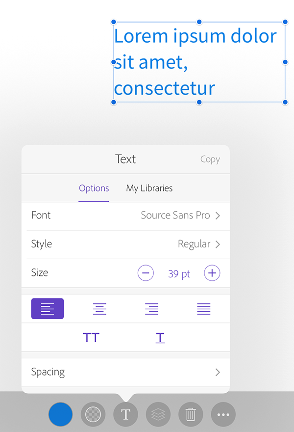 Comp's text styling options.