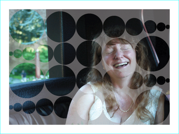 Figure 11: Cut a shape out of a page item to show an image beneath. Here’s a compound path (the circles) cut out of a shape using the Subtract path operation. Place the shape over a background image to let the image show through. I’ve added a transparent fill, just for fun.