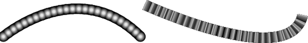 Figure 9: Examples of using stacked strokes to create beads (left) and ribbons (right).