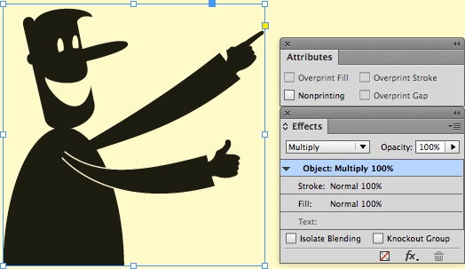 1B: The same logo with a Multiply effect applied. Note that the white portions of the logo have disappeared.