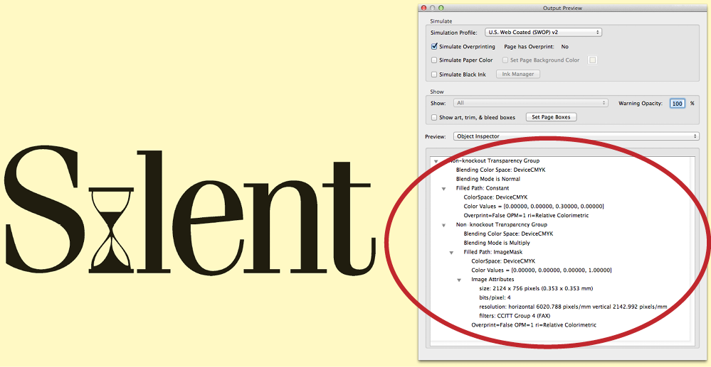 F: The output PDF, with no loss of resolution in the image.