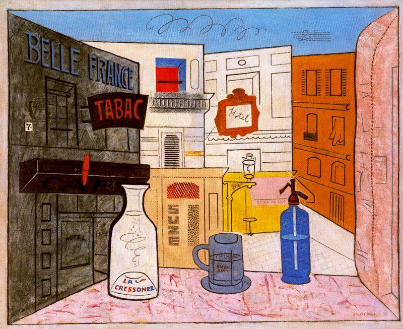 Rue Lipp, 1928, oil on canvas, 32 x 39 in. This streetscape incorporates lots of street typography and signage, combining both visual and literal imagery.