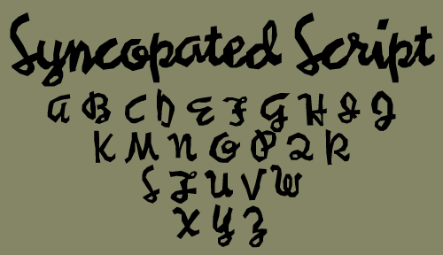 Syncopated Script, a typeface designed by Harold Lohner, and inspired by the work and handwriting of Stuart Davis.